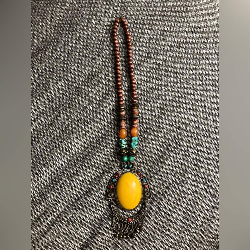 Antique Bohemian Wooden Necklace